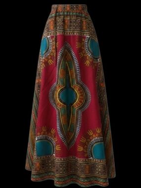 New Look At Me African Ankara Print Tie Wrap Long Skirt with Headwrap
